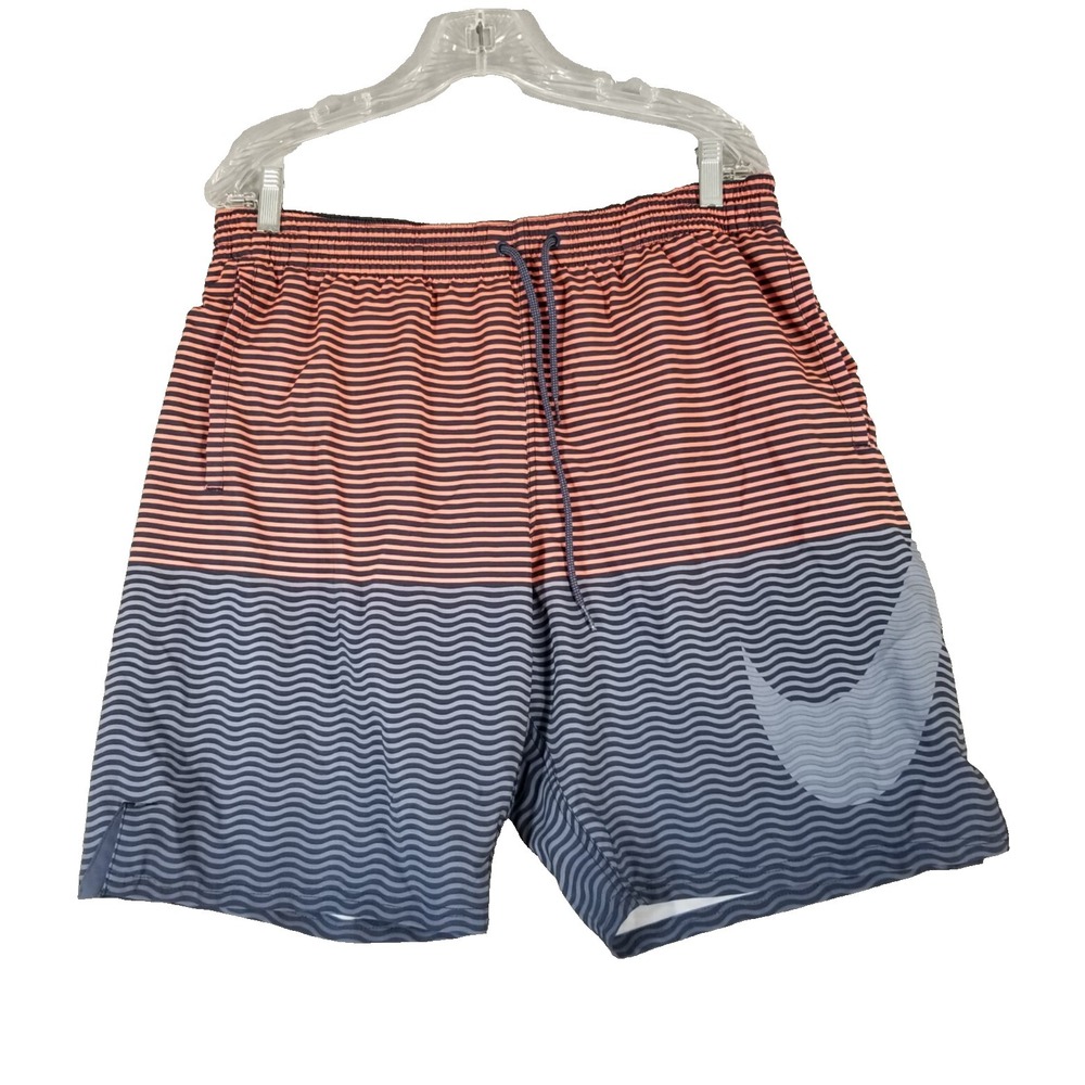 Nike board shorts swim shorts men's‎ large blue orange striped pockets